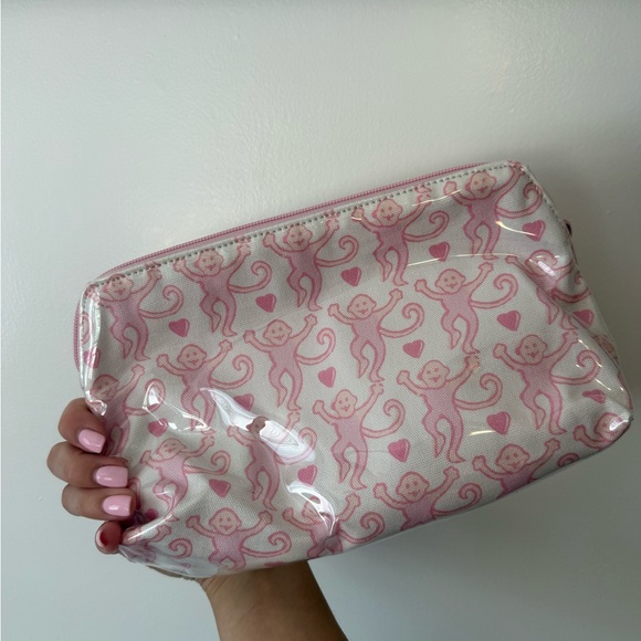 Lovely Monkey Large Makeup Bag in Pale Pink - Picture 2 of 5
